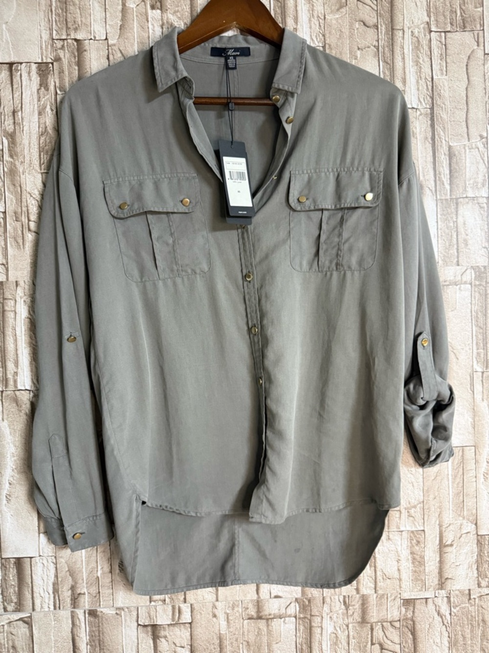 Mavi Utility Button-Front Shirt in Olive